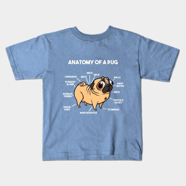 Anatomy of a Pug Kids T-Shirt by Nissa Elise